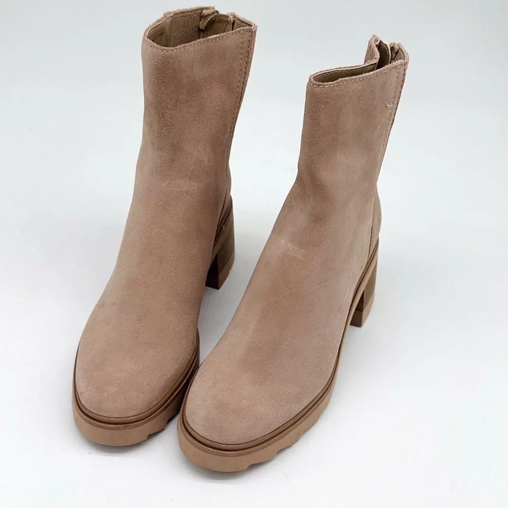 Dolce Vita Tan Suede Block Heel Ankle Boots